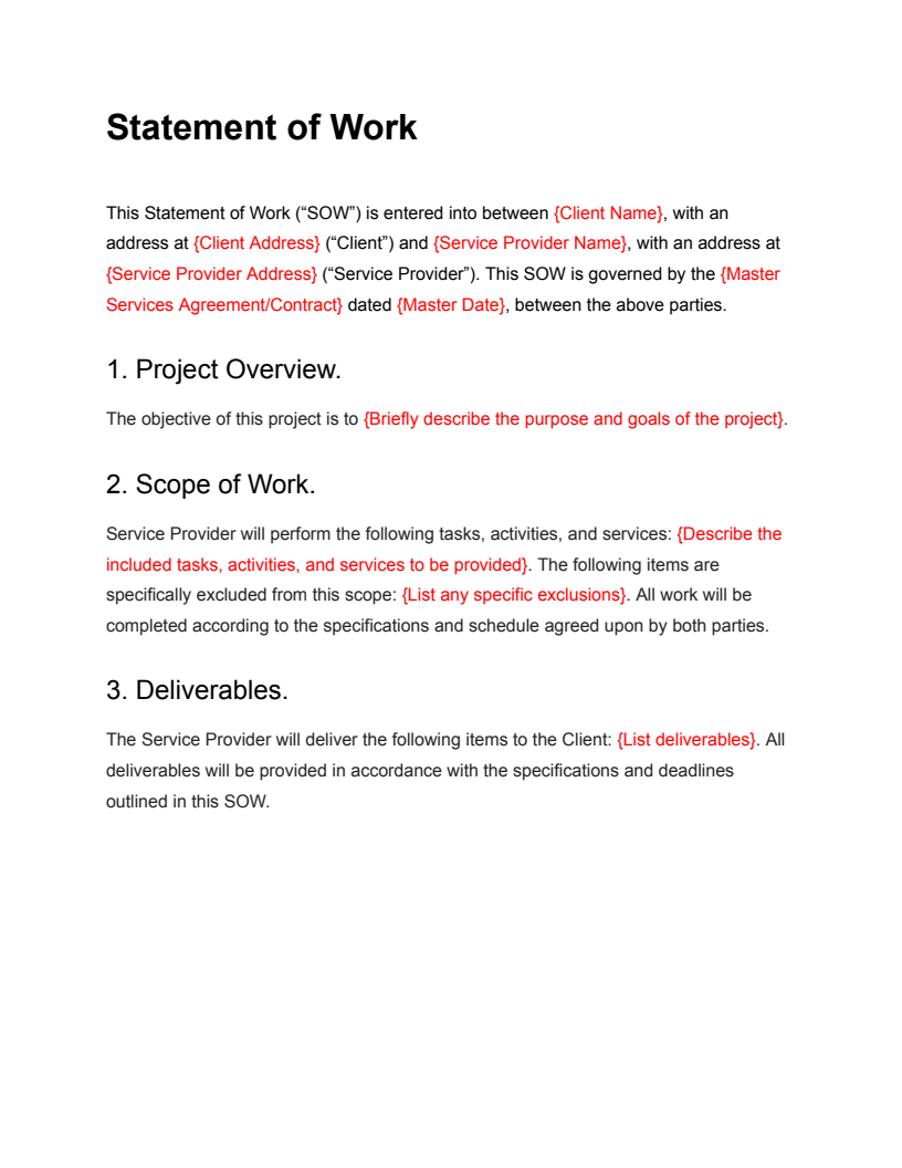 Statement Of Work Sow