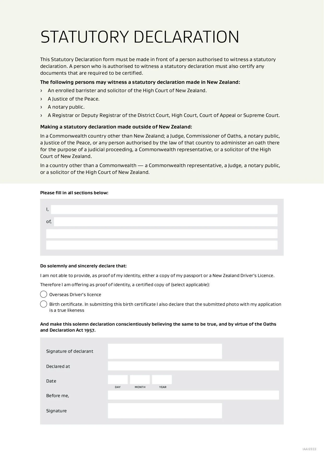 Statutory Declaration Form Jul 2021 Statutory Declaration Form Jul 2021