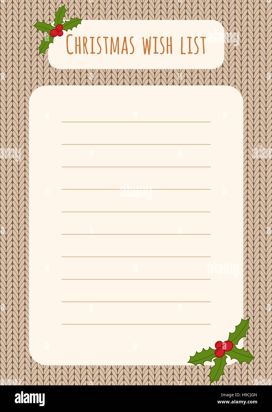 Stock Photo Christmas Wish List Design Template Over A Knitted Background With 126282485 Stock Photo Christmas Wish List Design Template Over A Knitted Background With 126282485