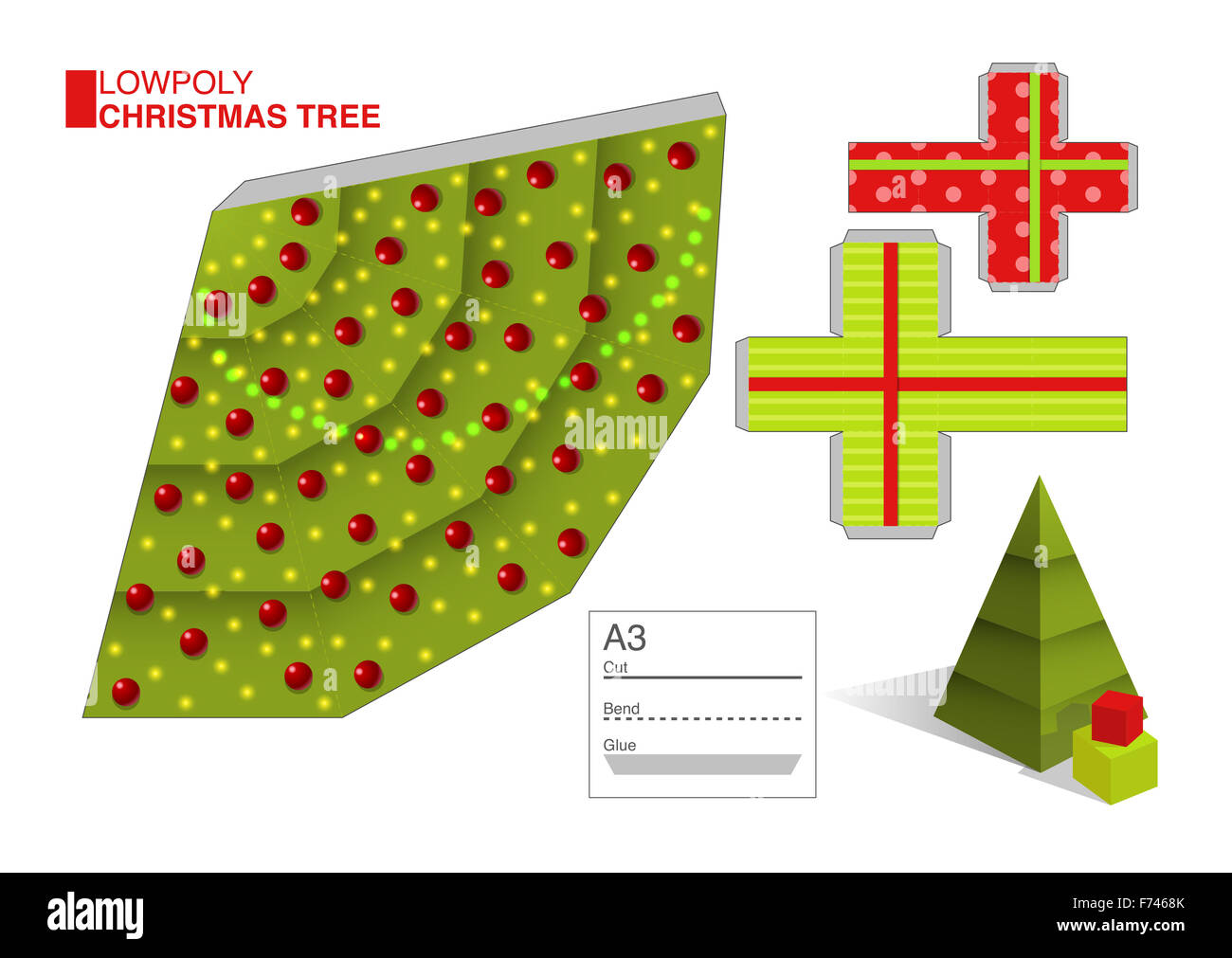 Stock Photo Diy Cut And Fold Pattern Template For A Christmas Tree And Boxes Eps10 90447187 Stock Photo Diy Cut And Fold Pattern Template For A Christmas Tree And Boxes Eps10 90447187