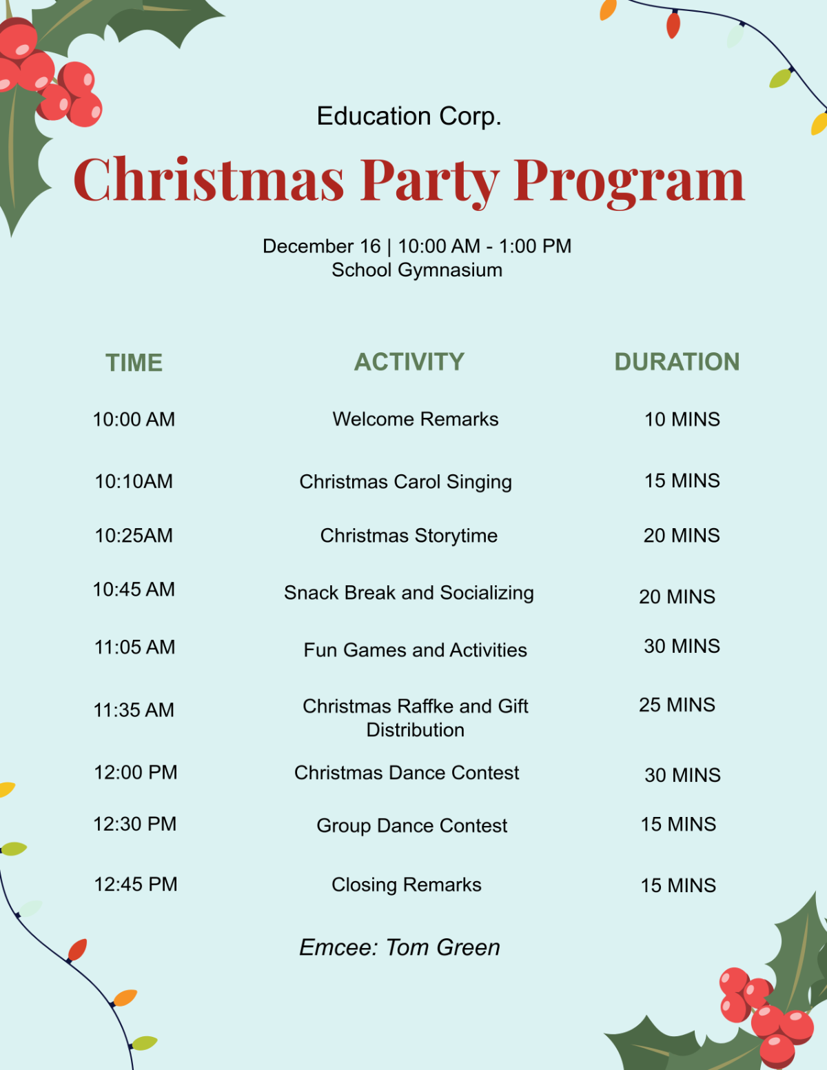 Student Christmas Party Program Student Christmas Party Program