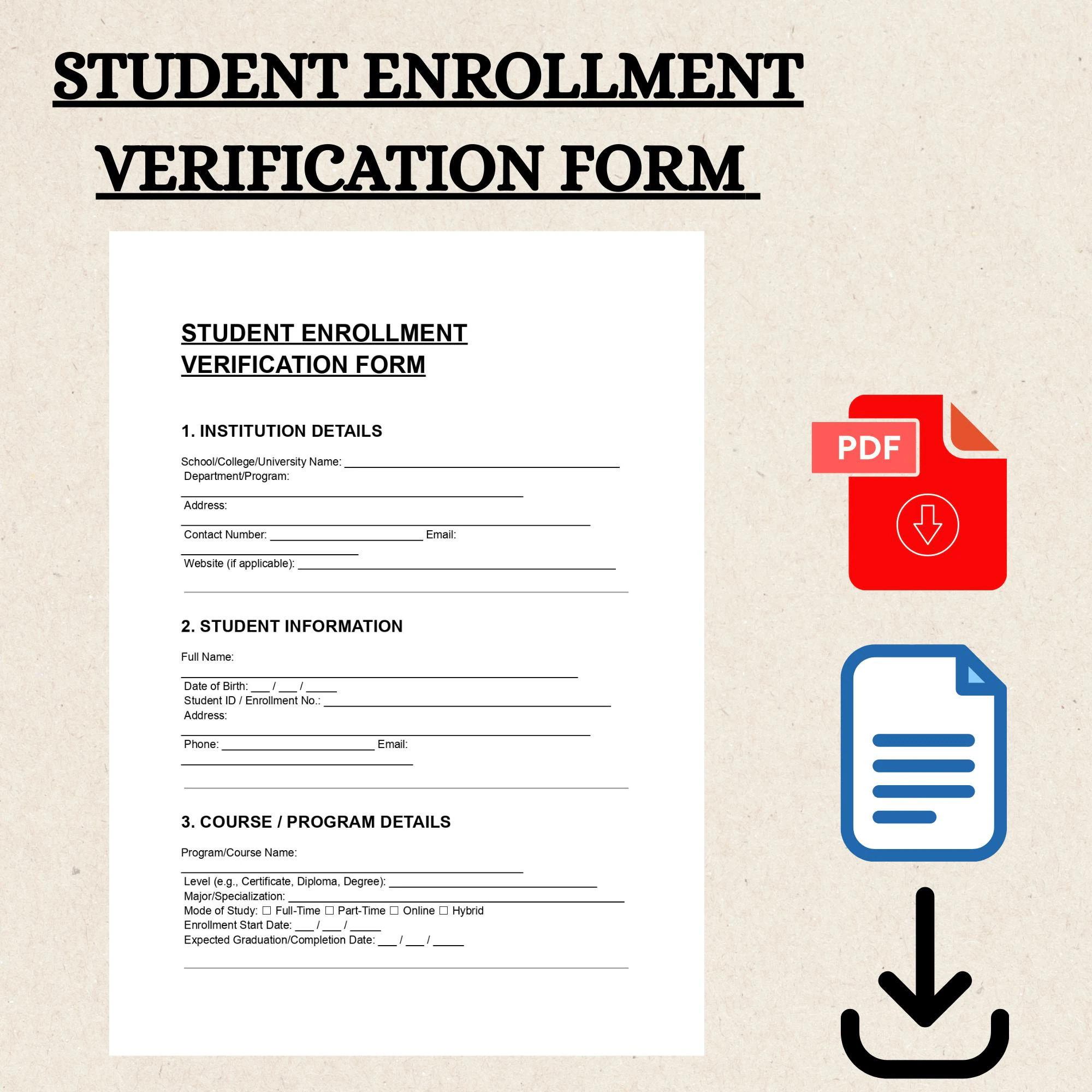 Student Enrollment Verification Form