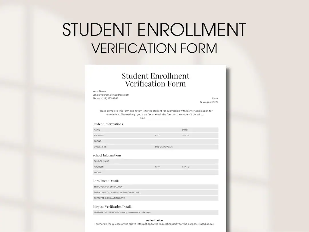 Student Enrollment Verification Form