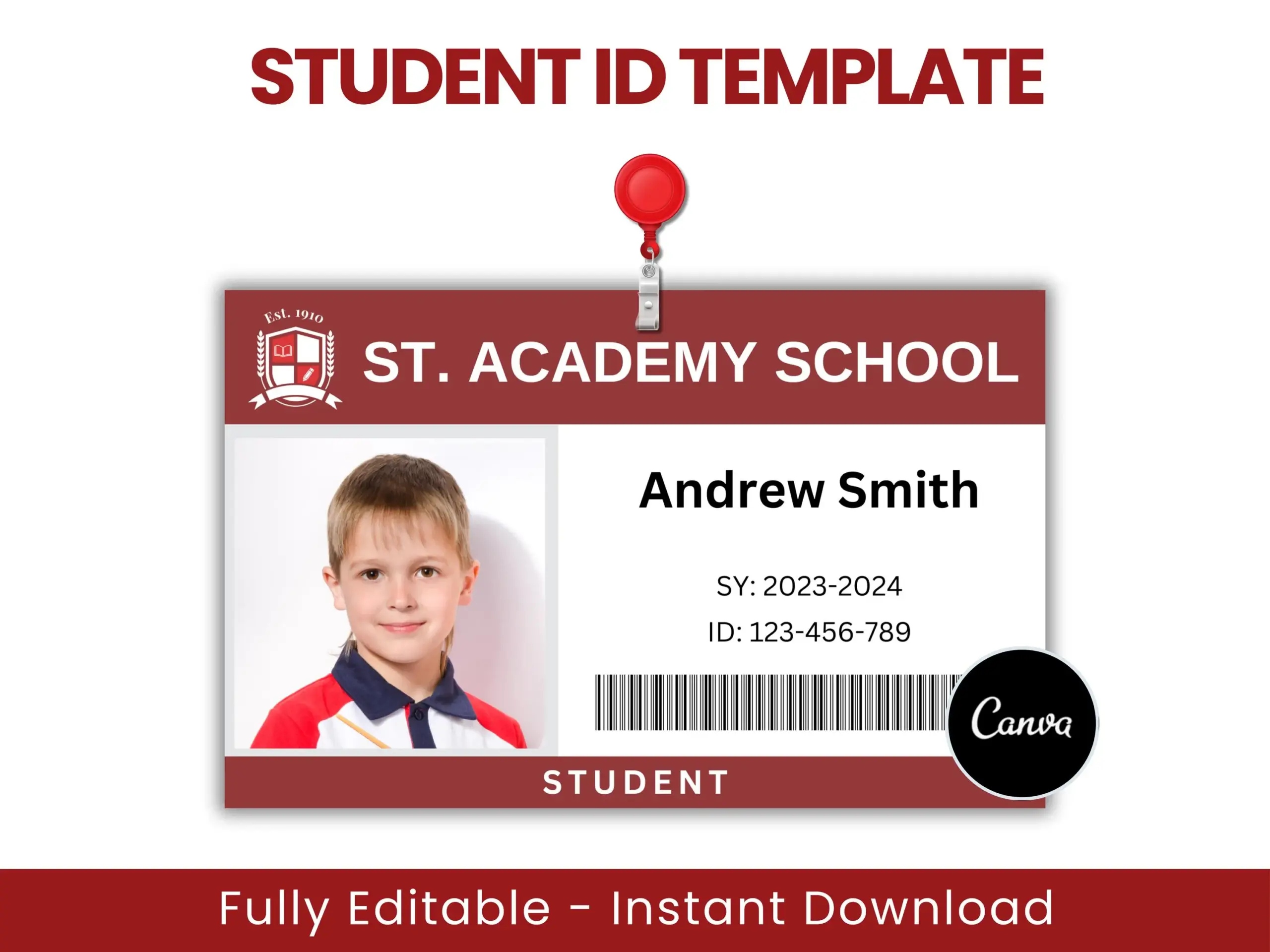 Student Id Card Template Editable School Student Id Card Template Editable School