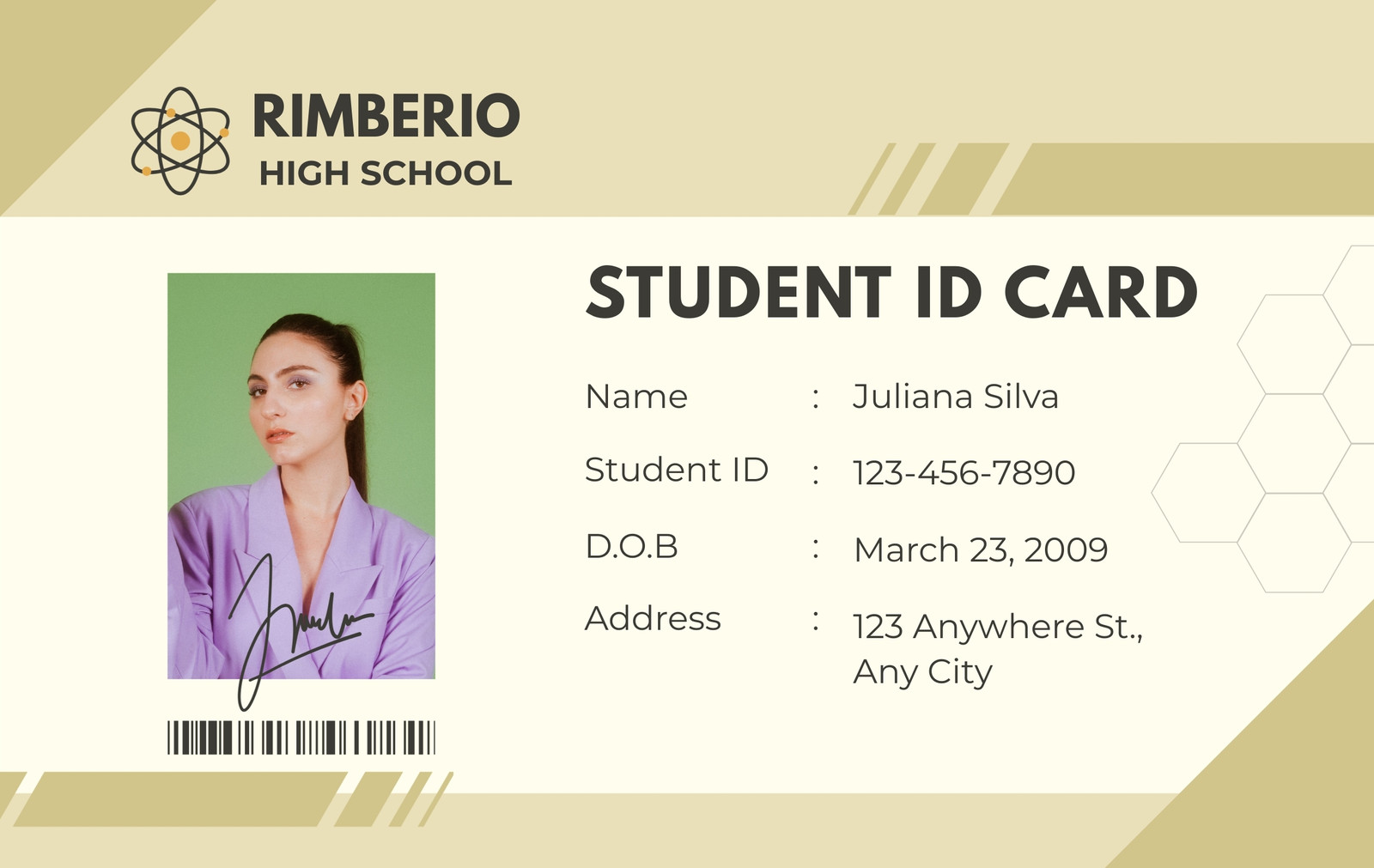student id card template sample student id card template sample
