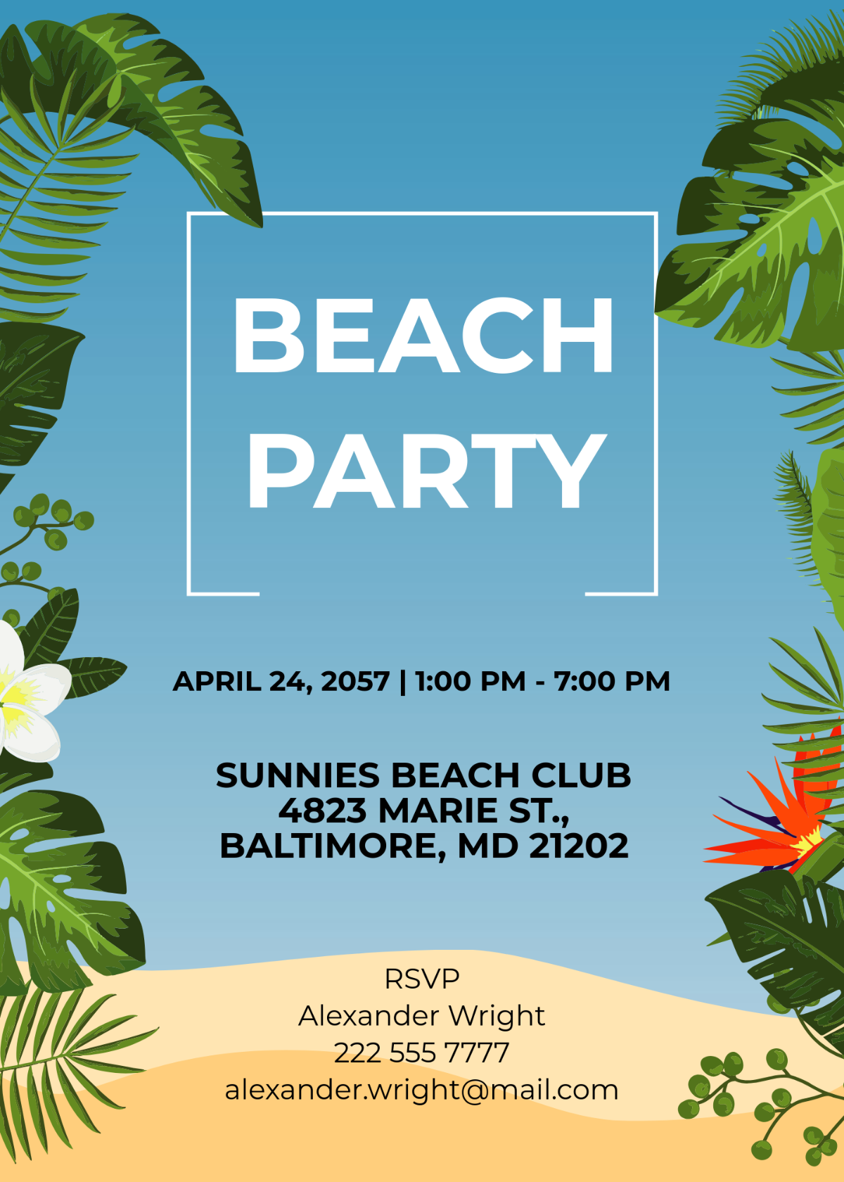 Summer Beach Party Invitation Summer Beach Party Invitation