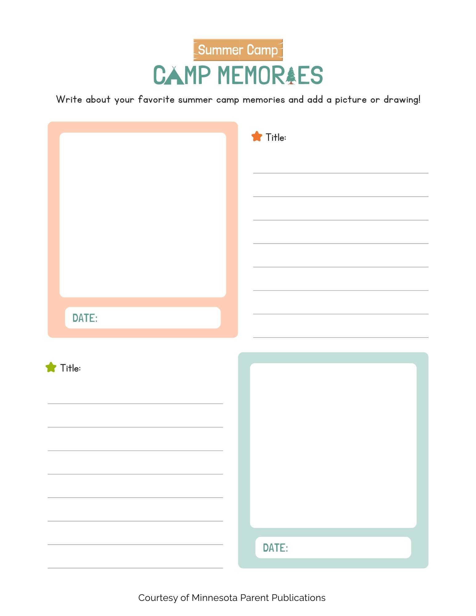 Summer Camp Journal For Kids Free Download