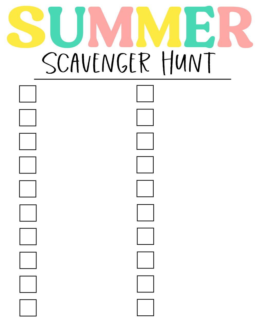 Summer Scavenger Hunt Summer Scavenger Hunt