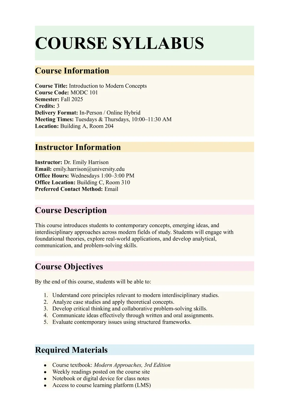Syllabus Template