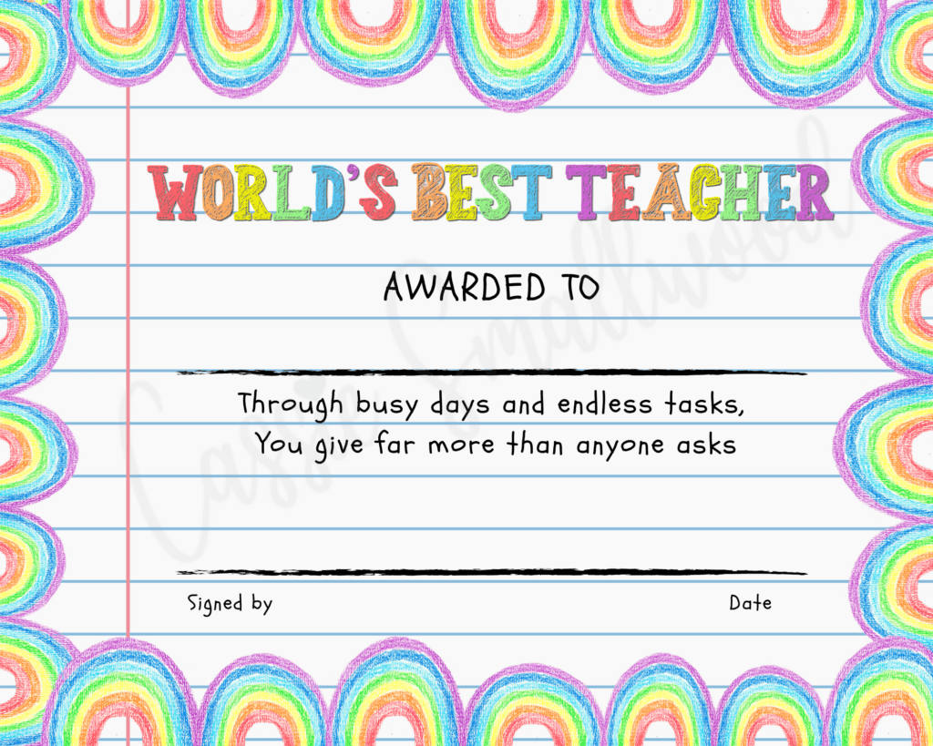 Teacher Appreciation Certificates
