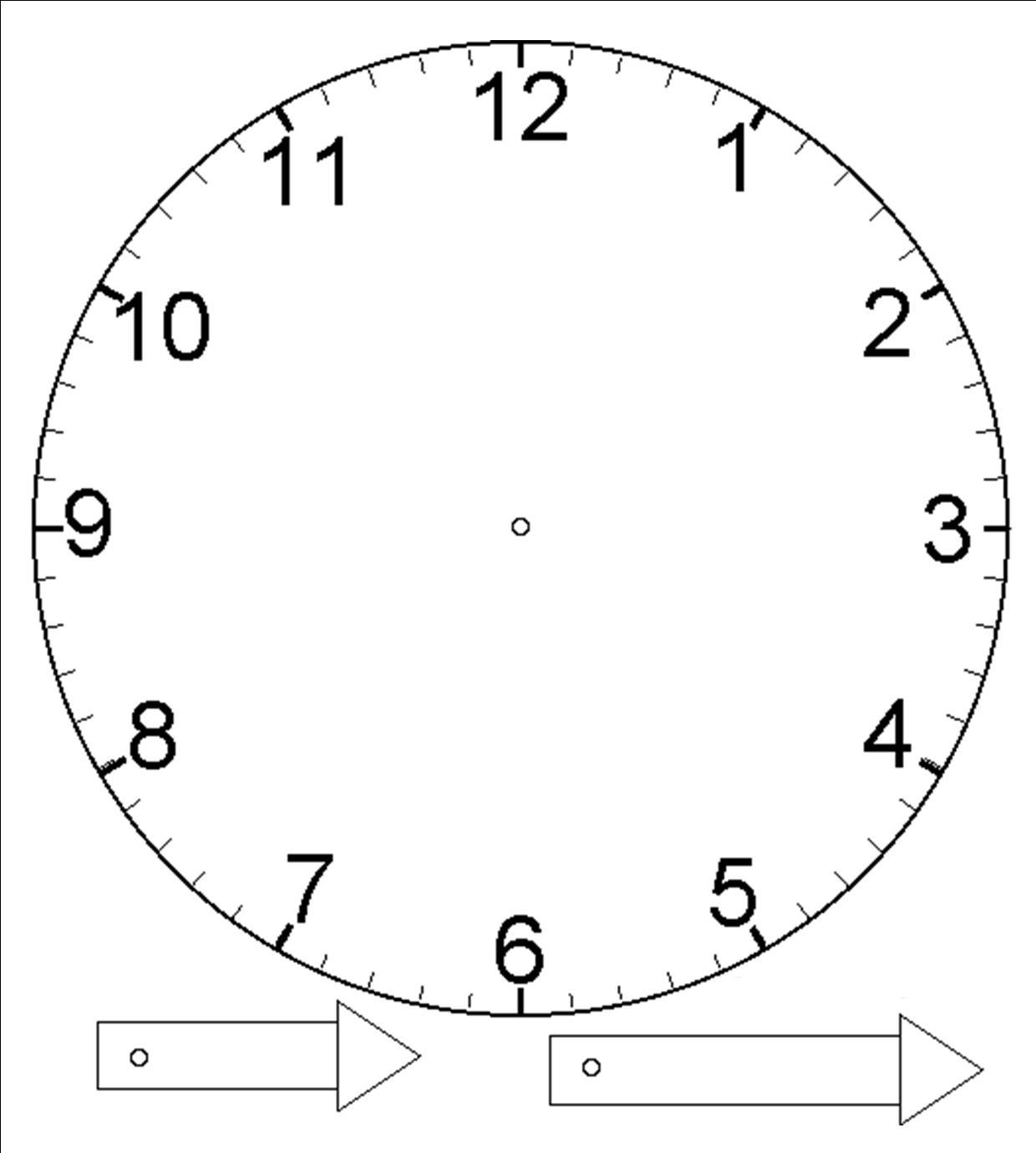 free printable clock template with hands