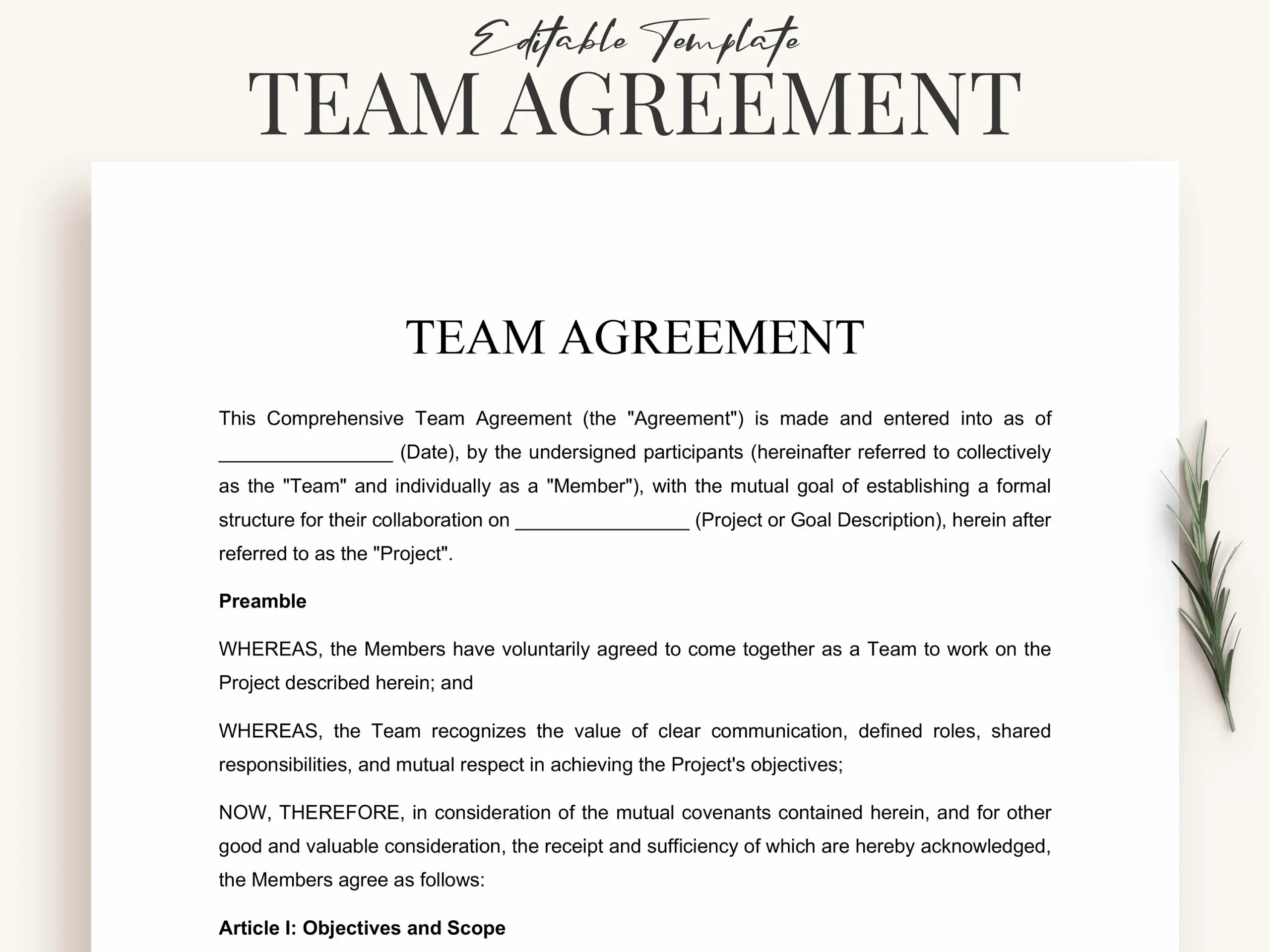 Team Agreement Template Word Team Agreement Template Word