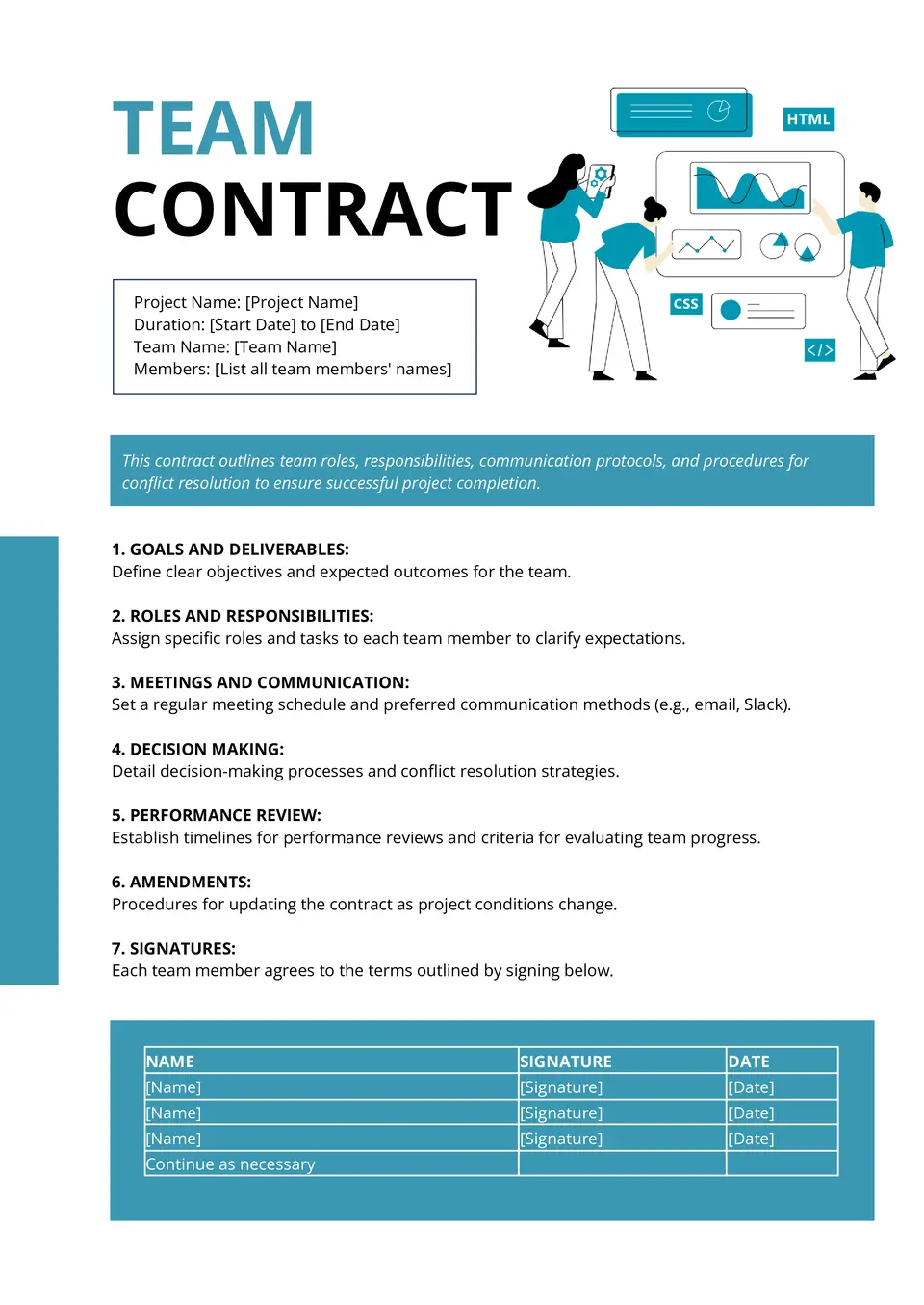 Team Contract Template Team Contract Template