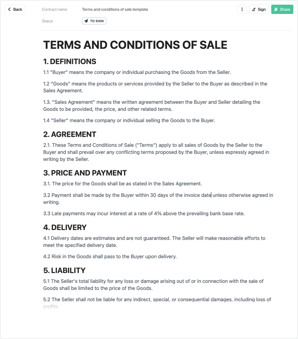 Terms And Conditions Of Sale