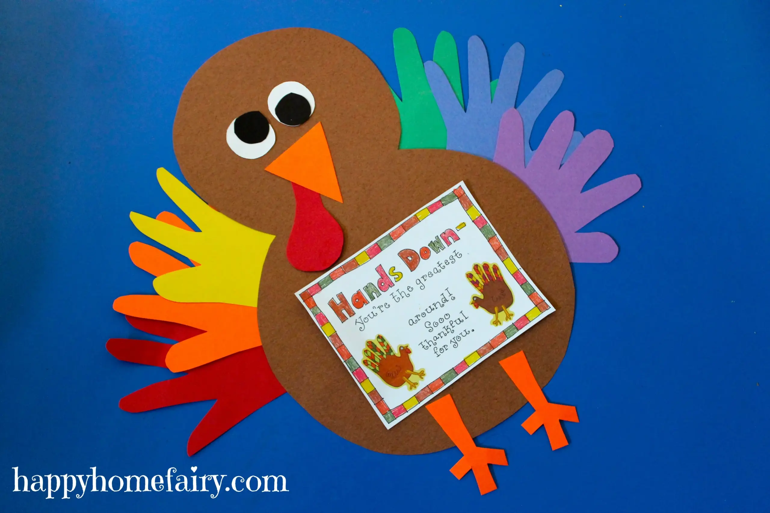 Thankful Handprint Turkey Craft Free Printable