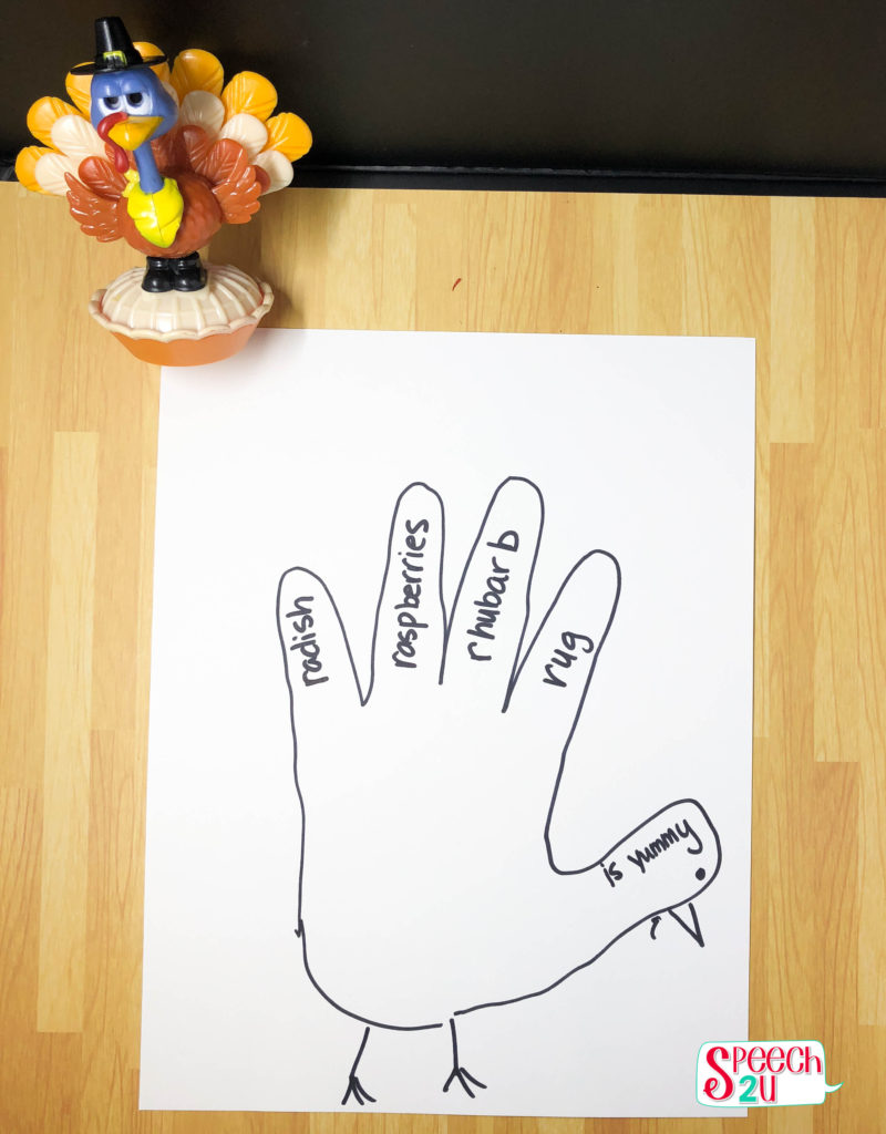 Thanksgiving Speech Therapy Craft Hand Turkeys