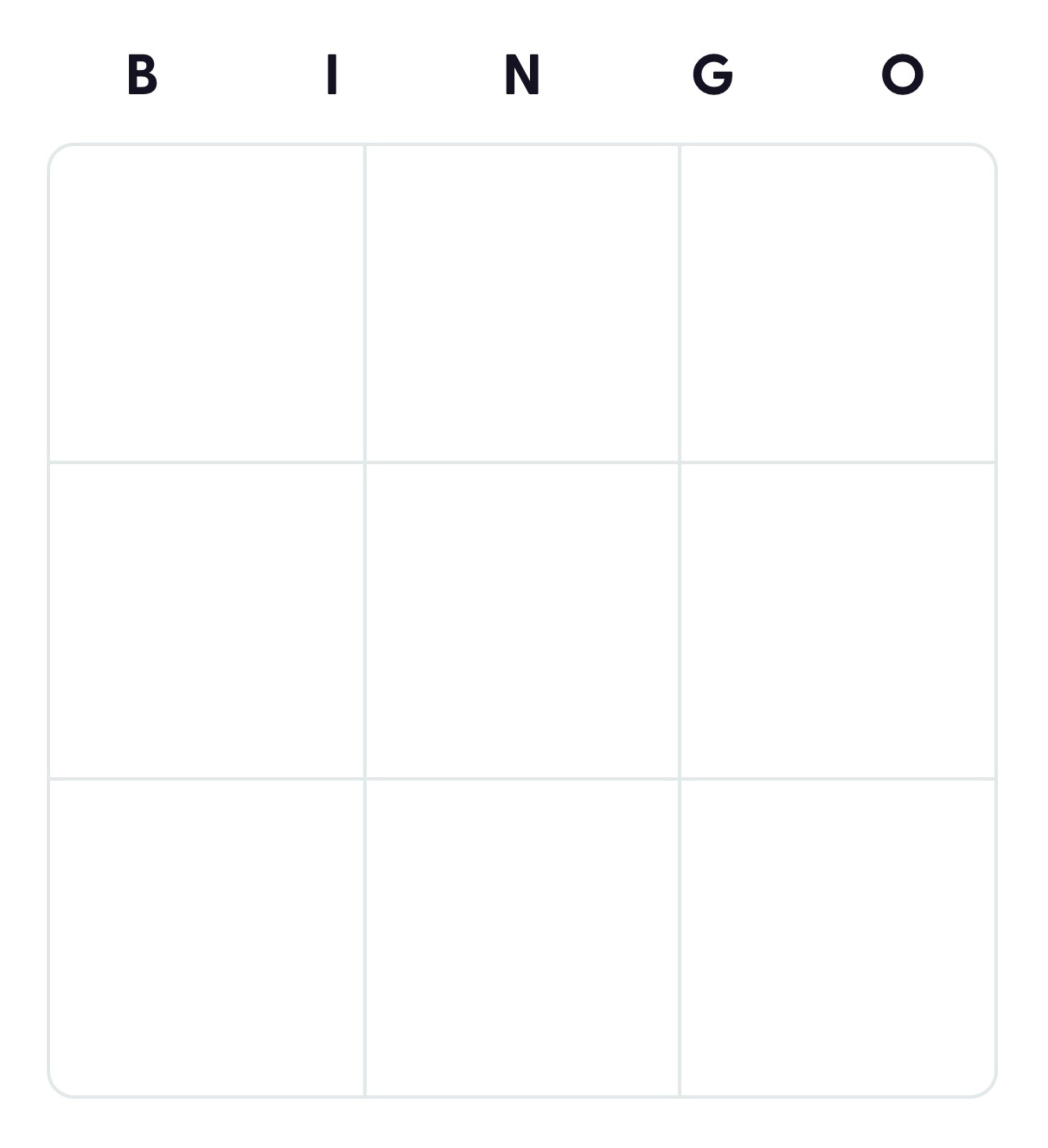 The Blank Bingo Card Template