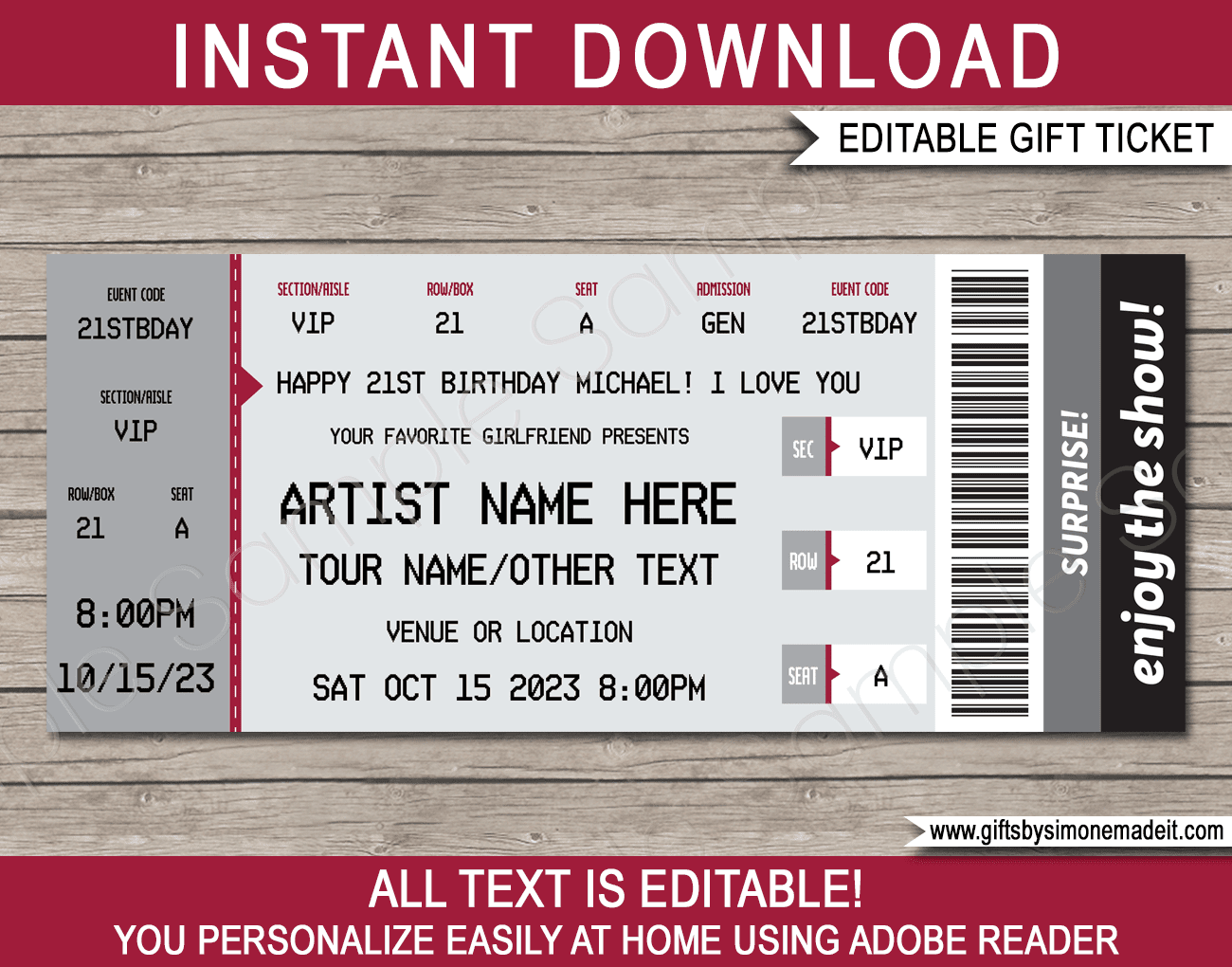 Ticketmaster Concert Ticket Template