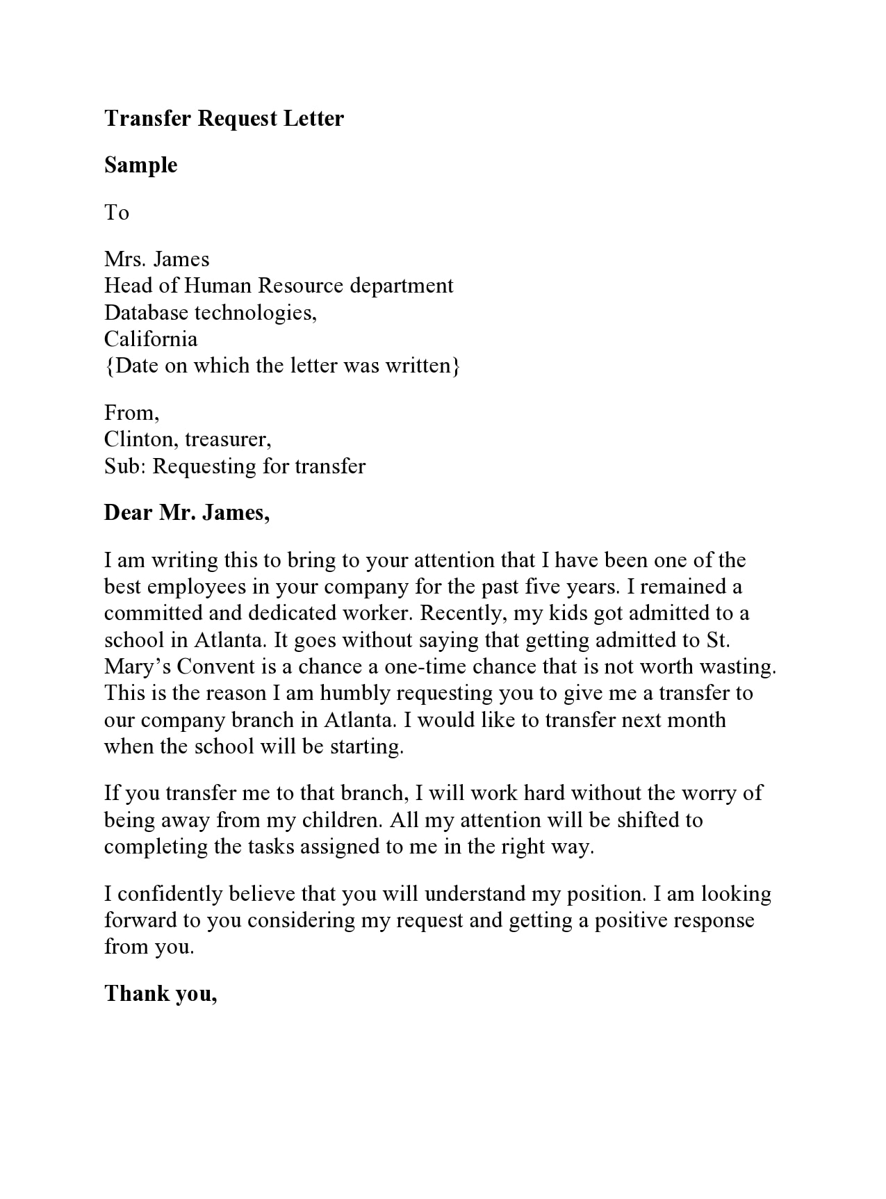 job transfer letter sample templates job transfer letter sample templates