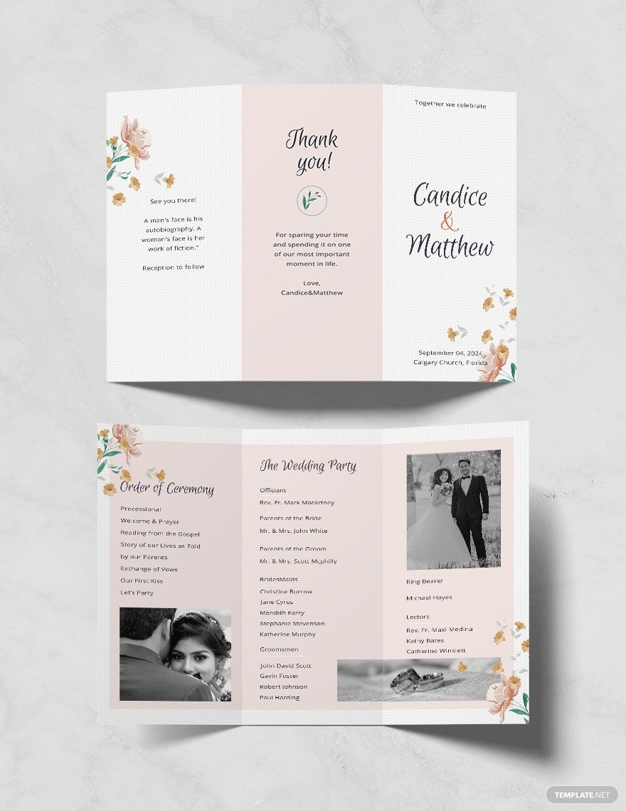 Tri Fold Wedding Program Tri Fold Wedding Program