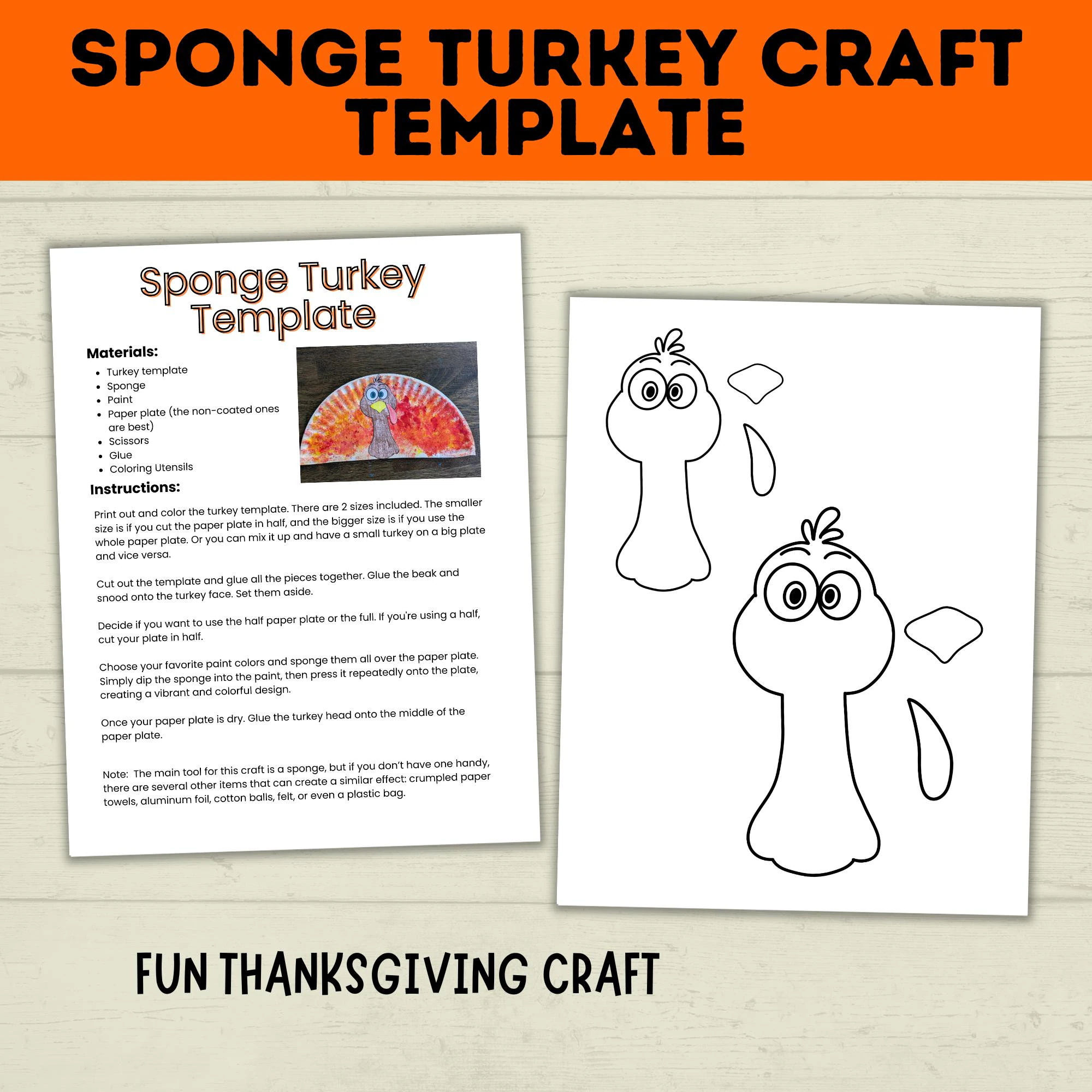 Turkey Craft Thanksgiving Craft Sponge