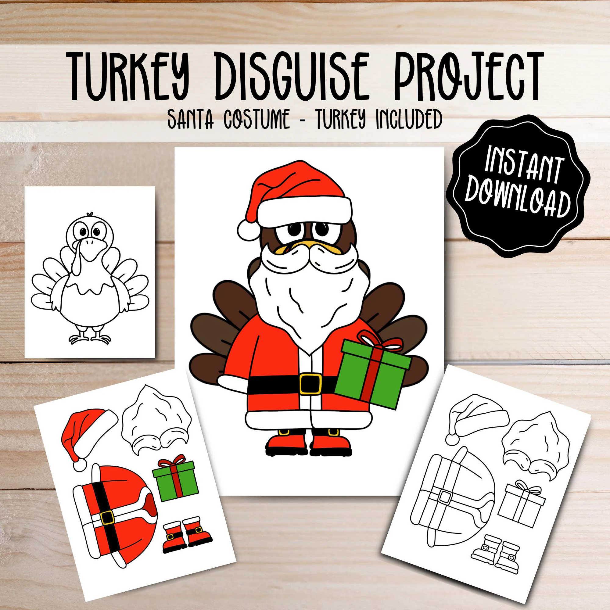 Turkey Disguise Printable Santa Costume Turkey Disguise Printable Santa Costume