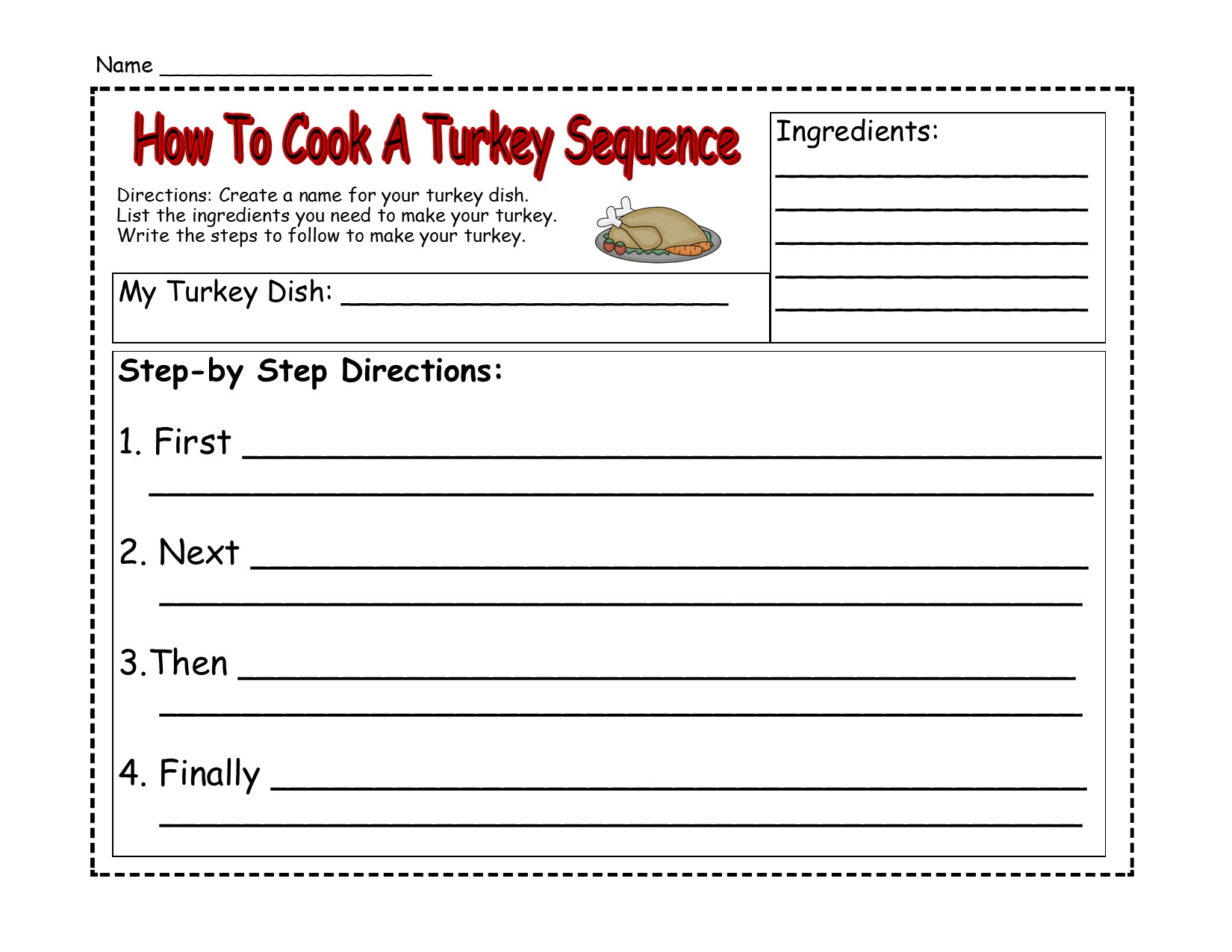 how to cook a turkey template for preschoolers