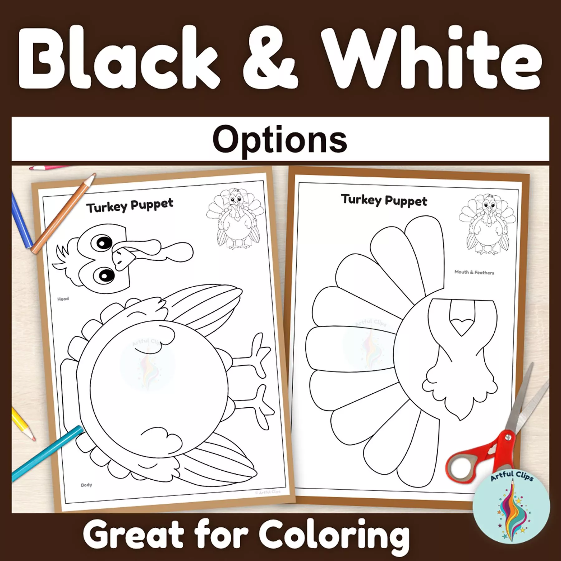 turkey paper bag puppet templates free