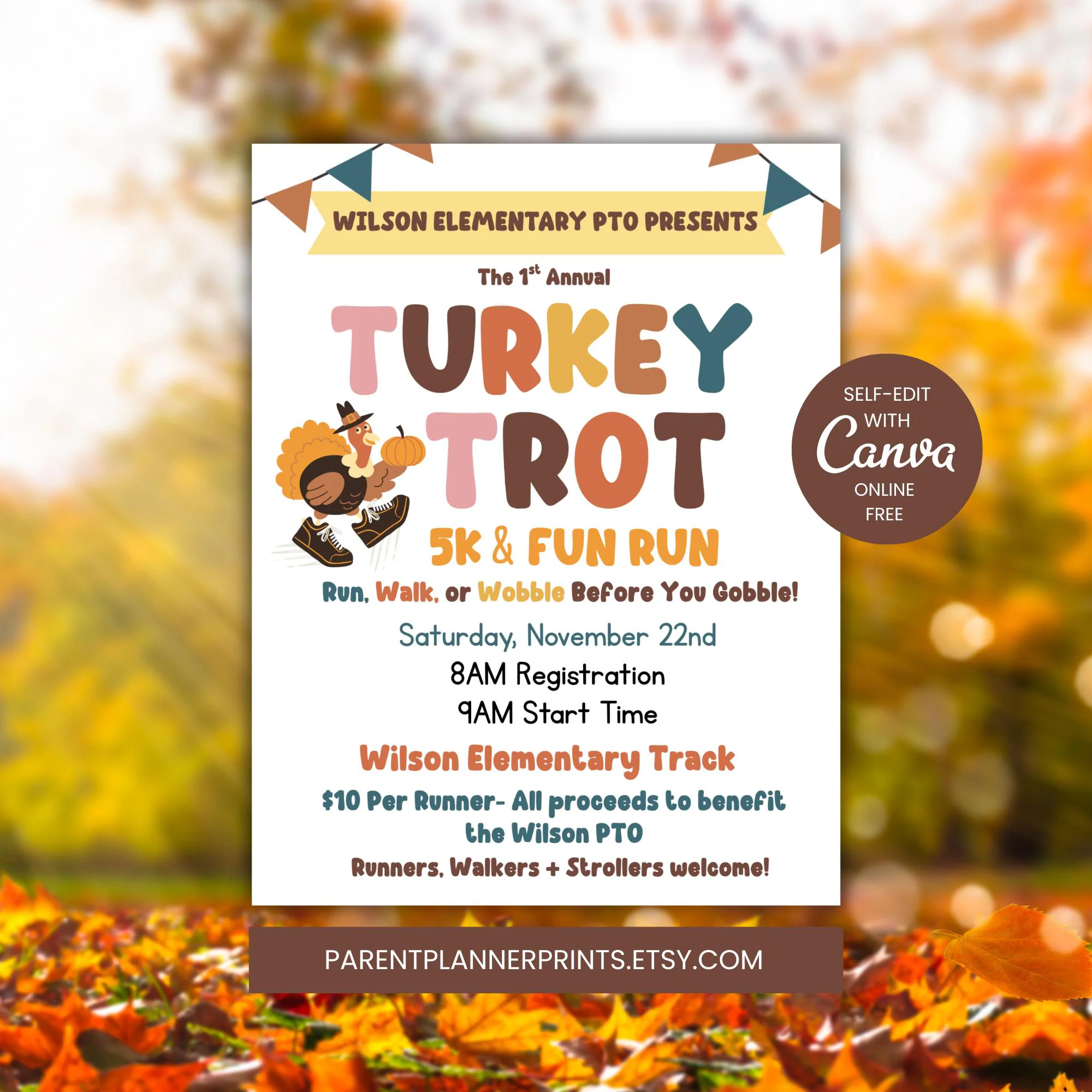 Turkey Trot Flyer Template Editable