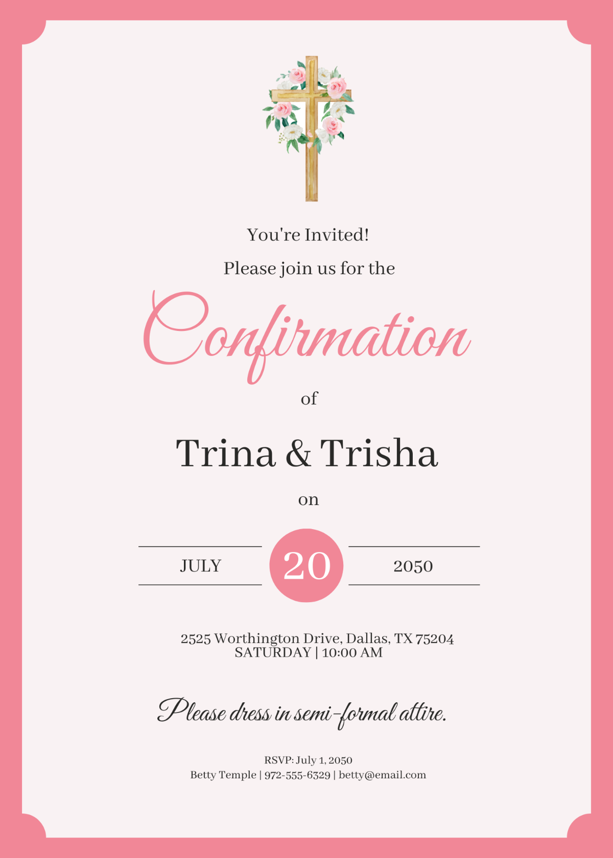 Twins Confirmation Invitation Twins Confirmation Invitation