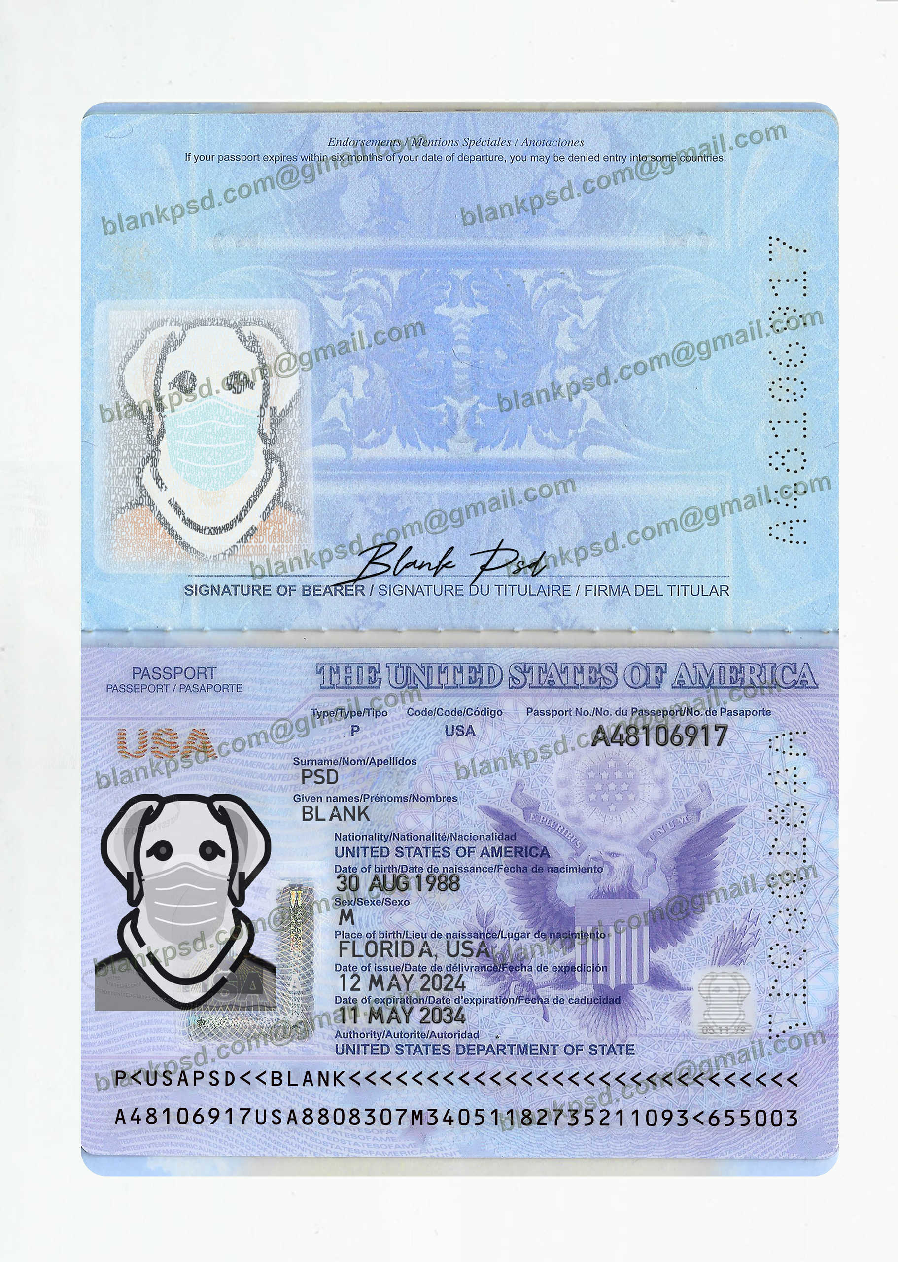 Usa Passport Psd Template
