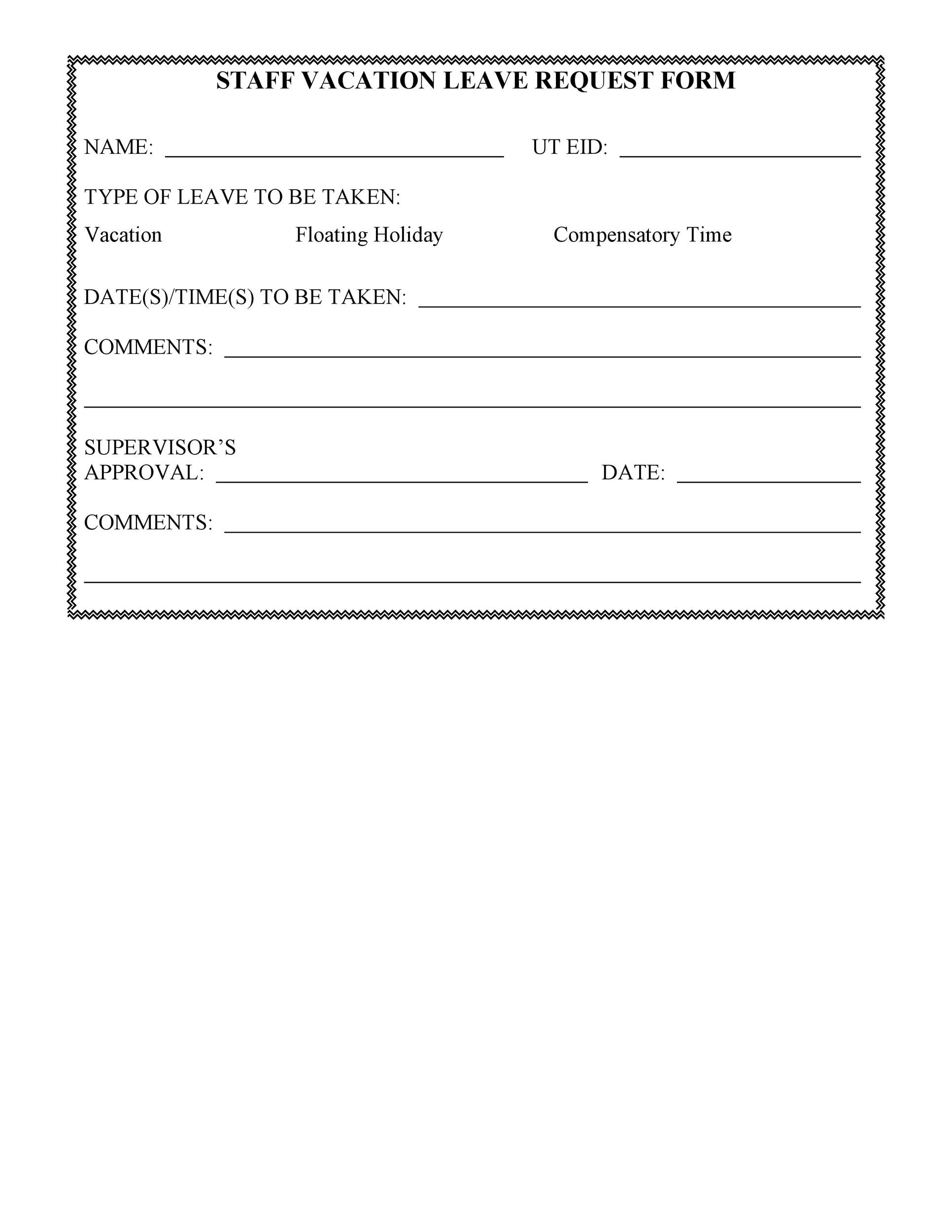 Vacation Request Forms Vacation Request Forms