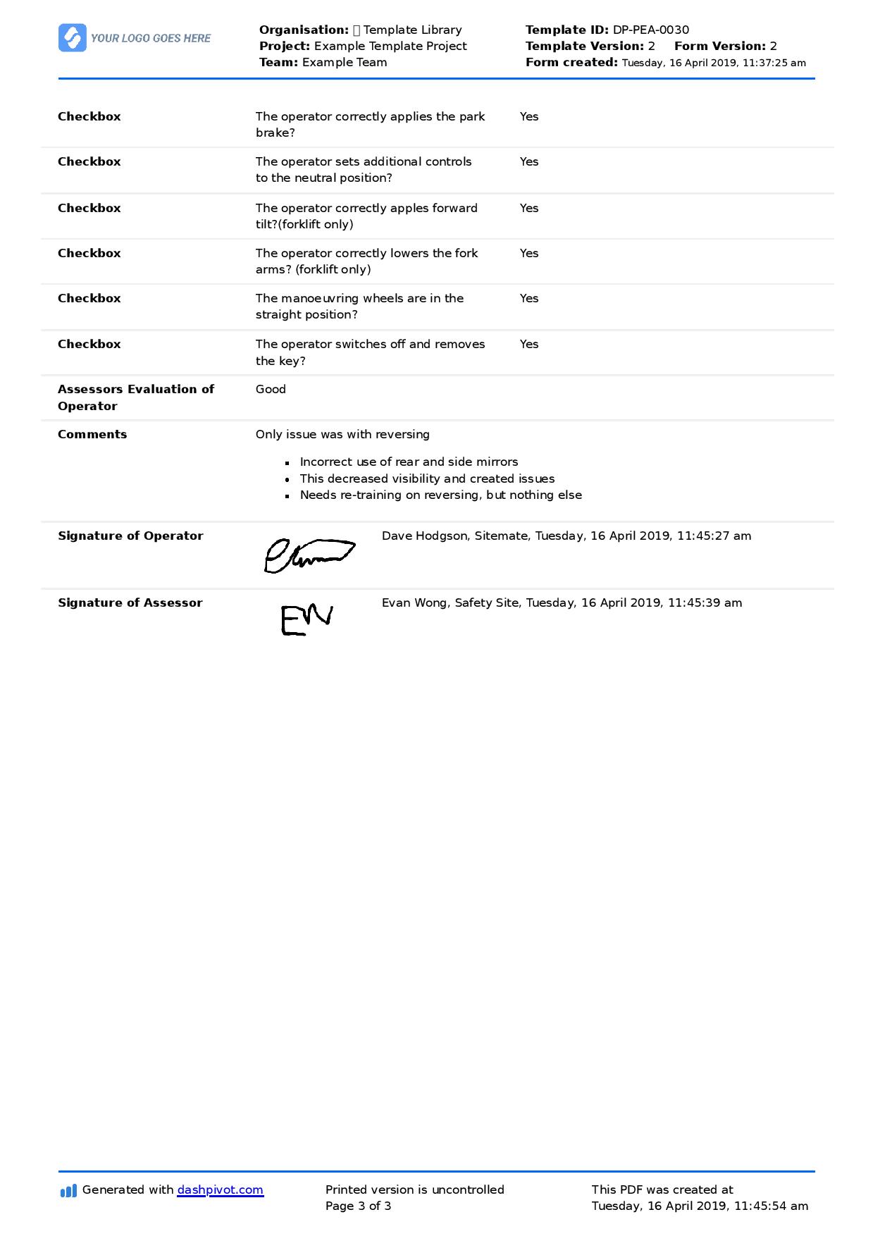 Verification Of Competency Template