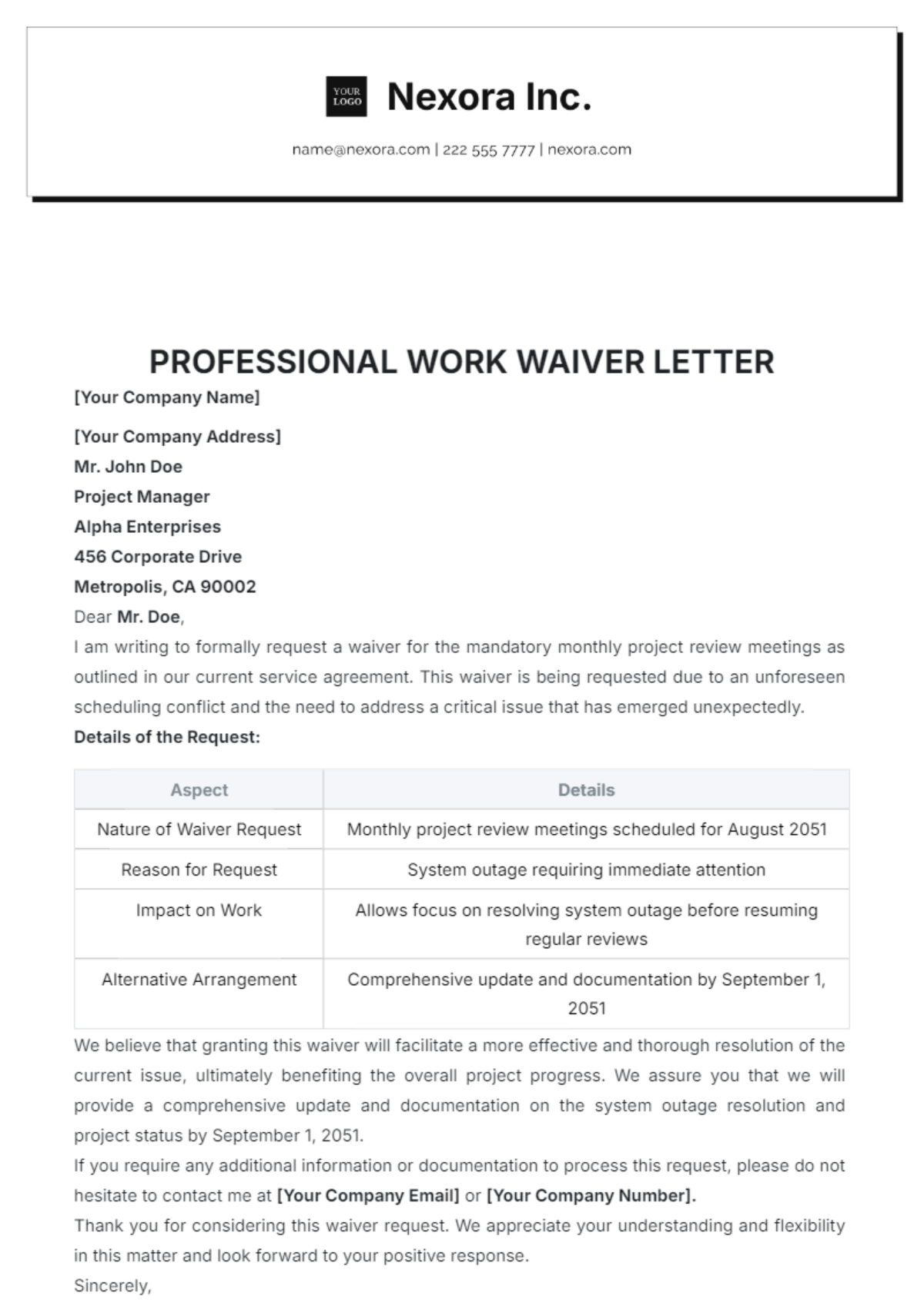 Waiver Letter For Work Waiver Letter For Work