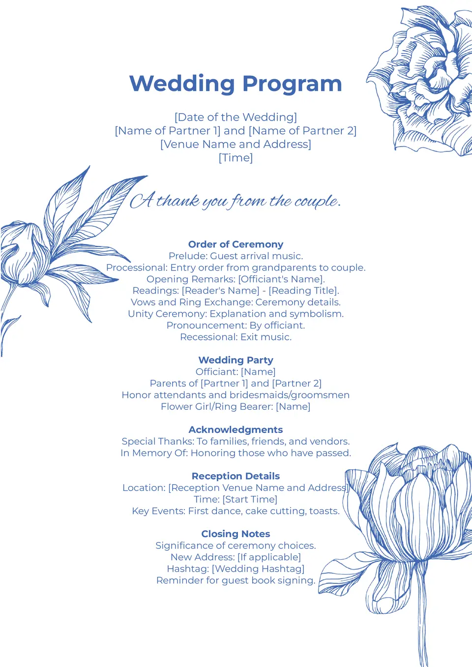 free sample wedding programs templates free sample wedding programs templates