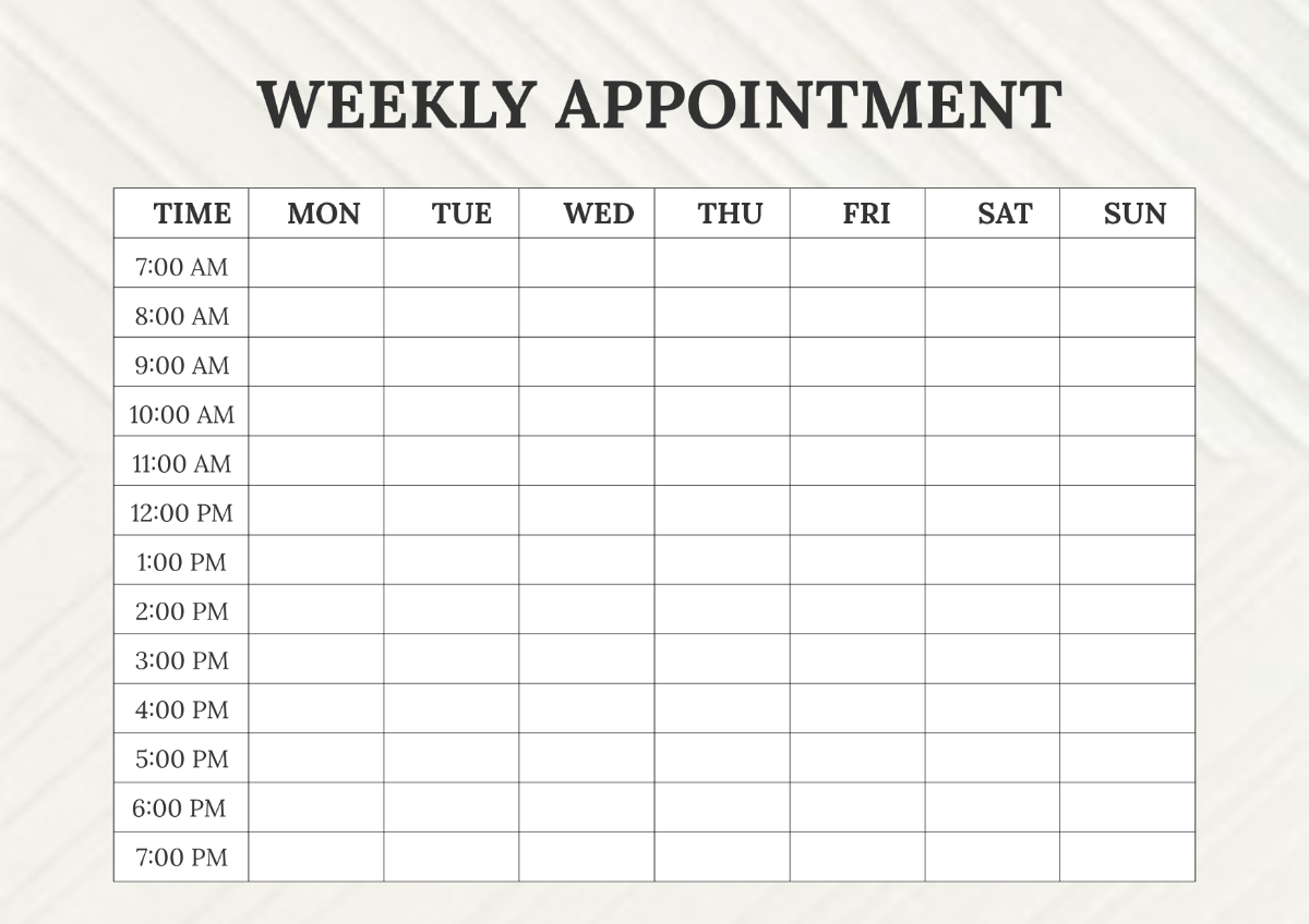 Weekly Appointment Weekly Appointment