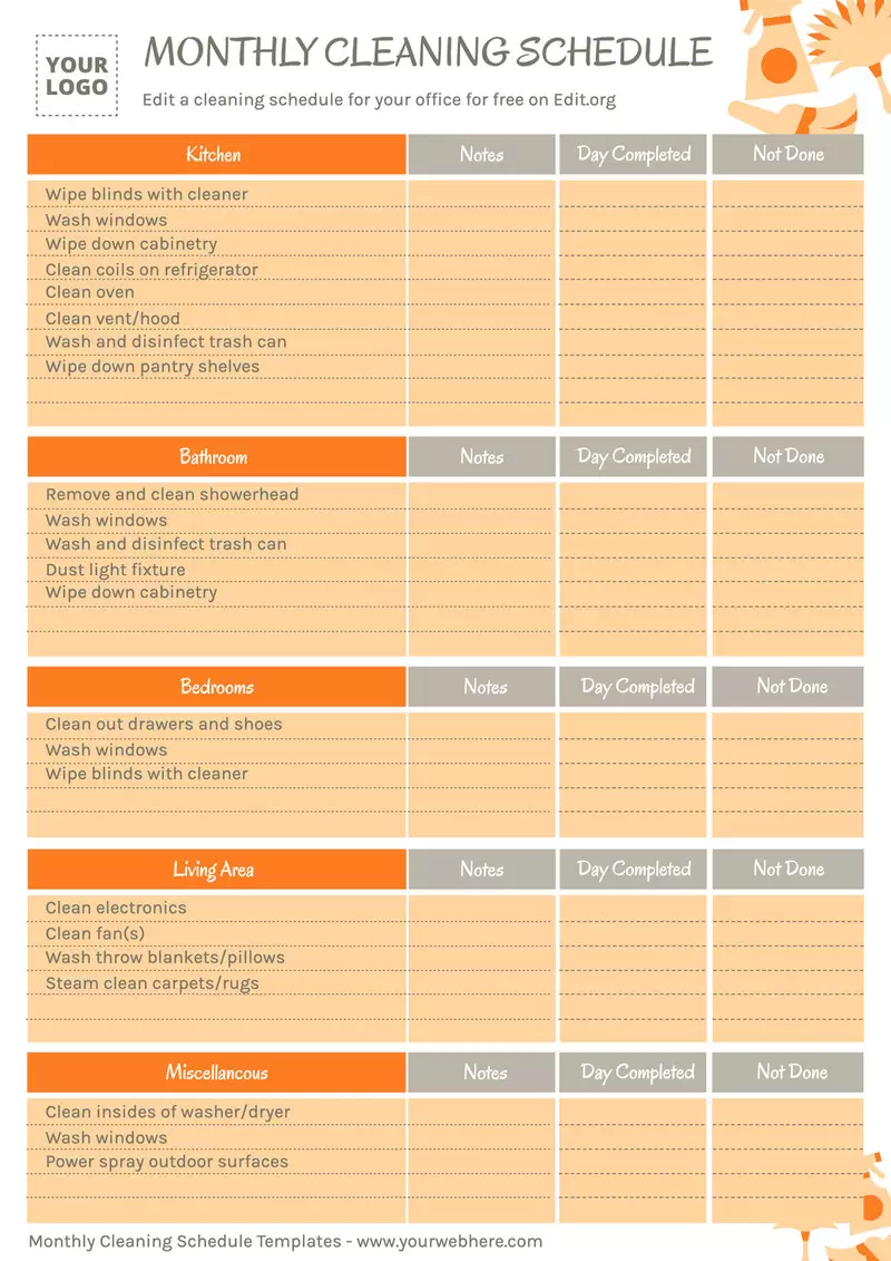 free printable cleaning log template free printable cleaning log template