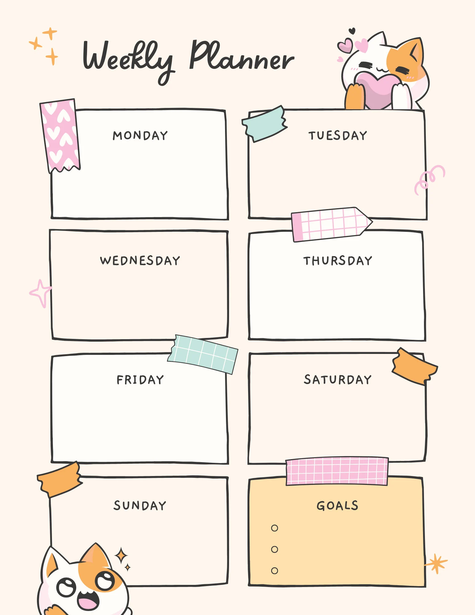 Weekly Planner Cute Planner Daily Weekly Planner Cute Planner Daily