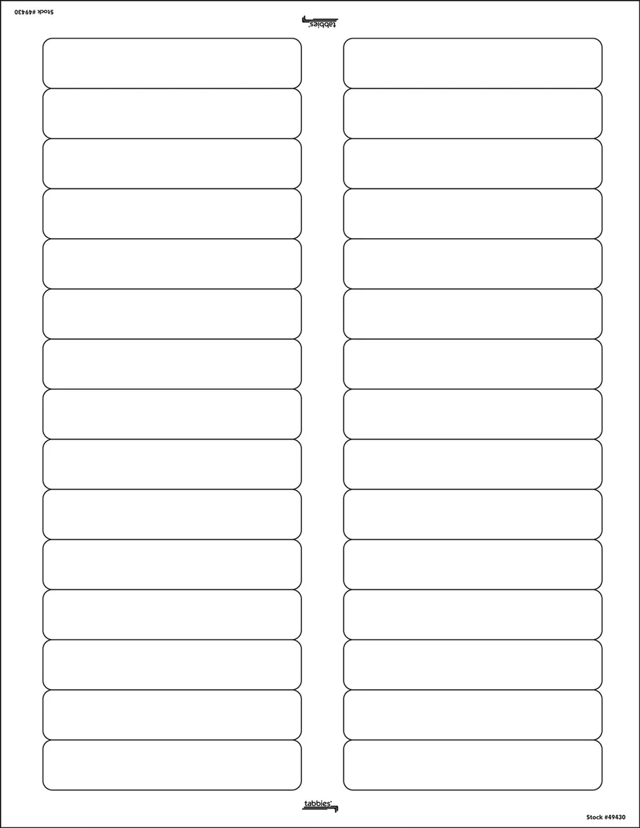 White Printable File Folder Labels 1 3 Cut Tab 2 3 X 3 7 16 750 Pack