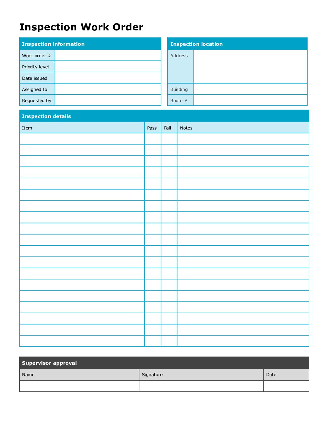 Work Order Form Template