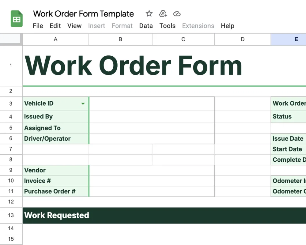 Work Order Template