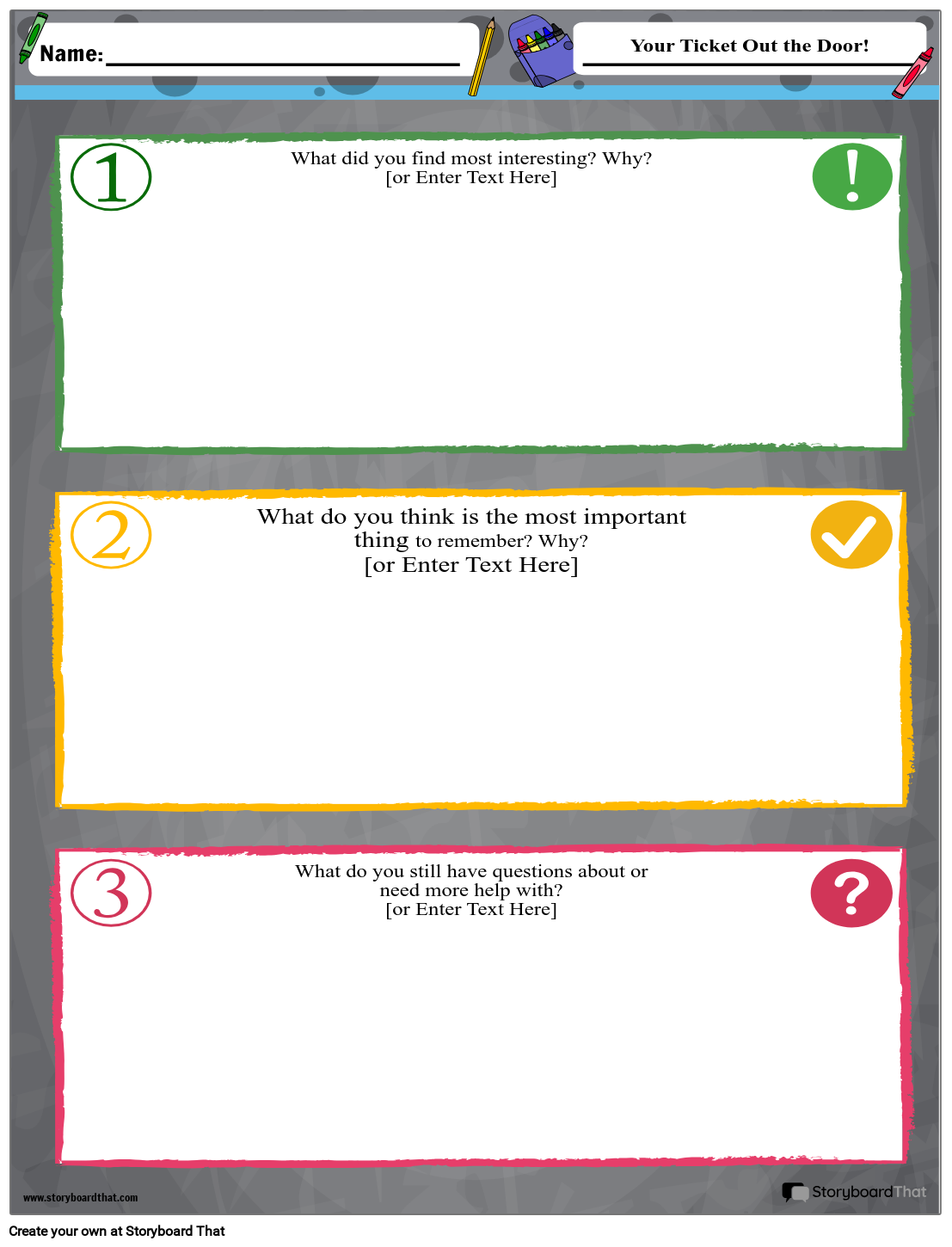free printable exit ticket template