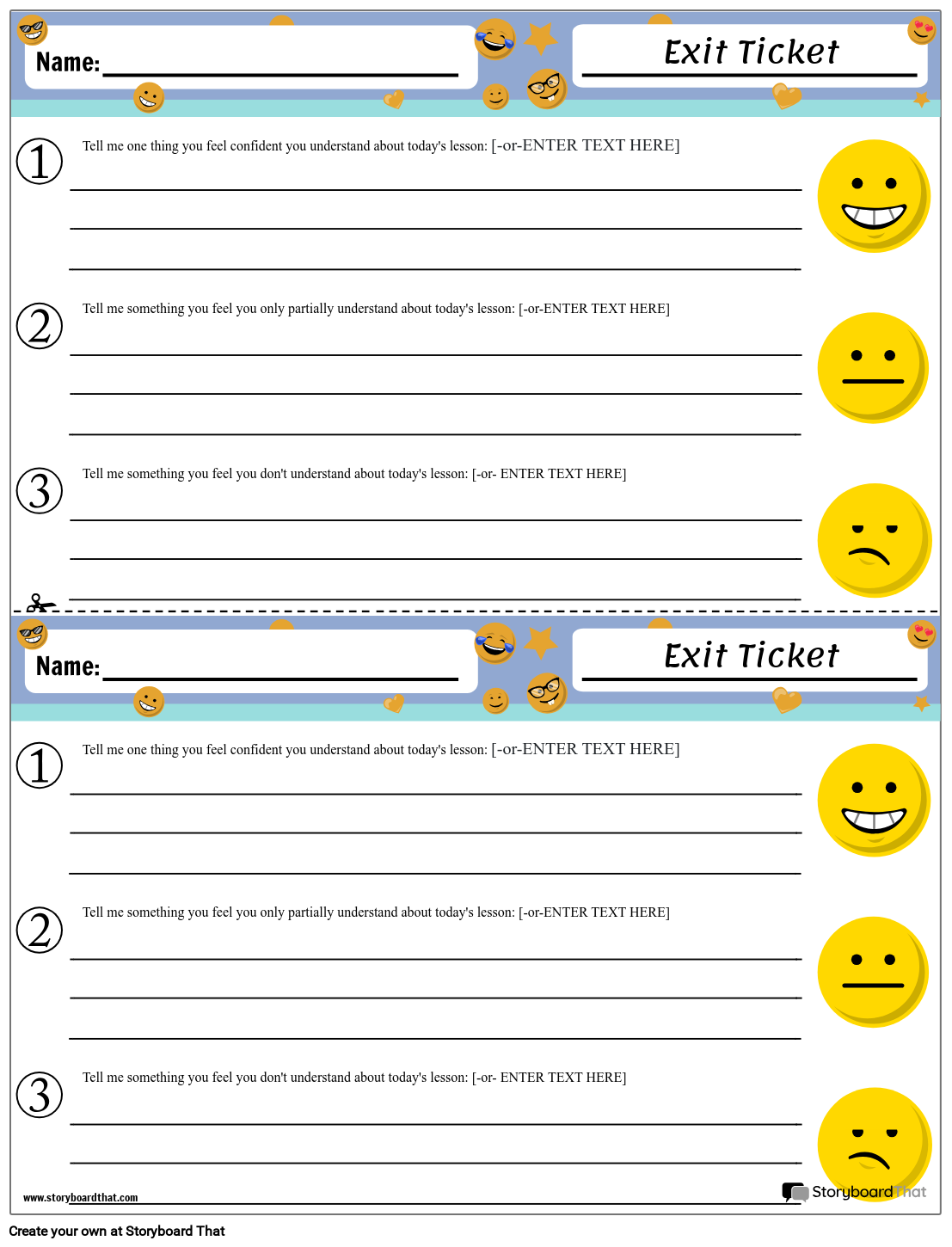 Worksheet Exit Ticket