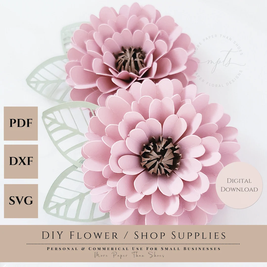 Zinnia Paper Flower Template Diy 3d Zinnia Paper Flower Template Diy 3d